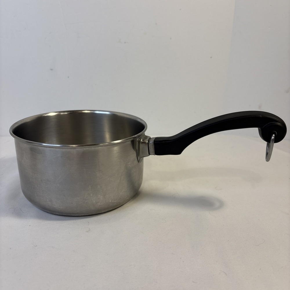 Vintage Farberware 1 Quart Tall Stainless Steel Aluminum Bottom Saucepan No Lid